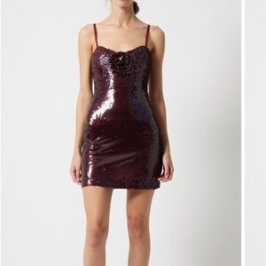 French Connection Burgundy Sequin Dress
